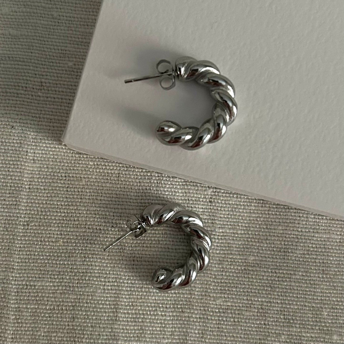 Mini Twisted Hoops Silver