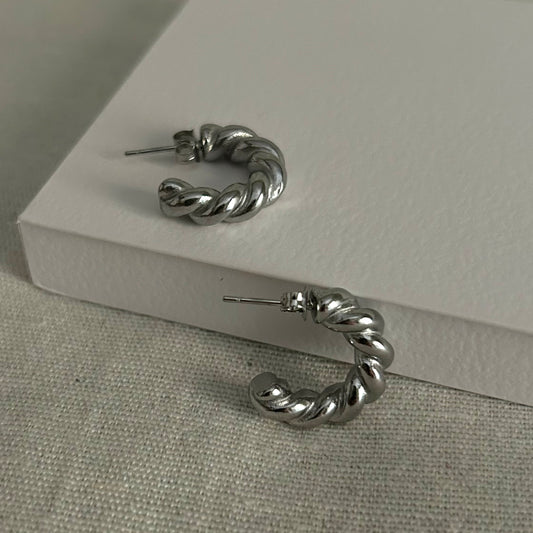 Mini Twisted Hoops Silver